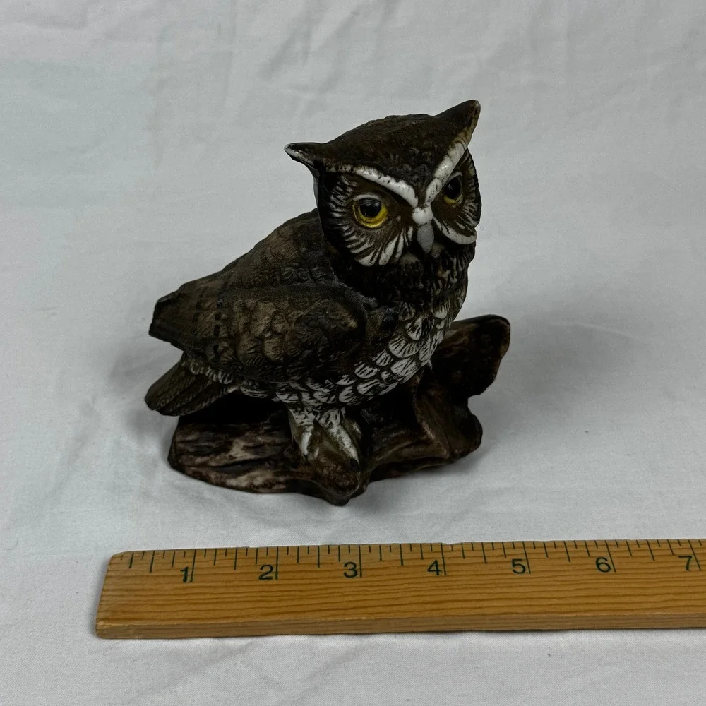 Vintage Ceramic Great Horned Owl Figurine Hand Painted Bird Decor 1114 5 Inch